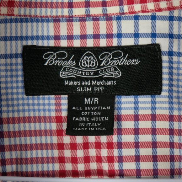 Brooks Brothers Shirt Mens Medium Red White Blue Country Slim Egyptian C… - Picture 7 of 7
